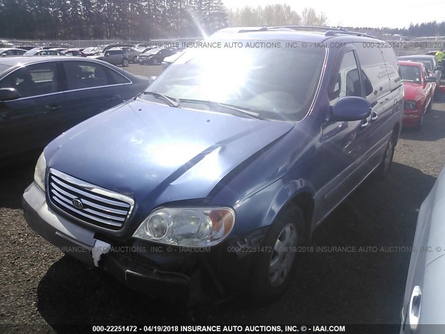 KNDUP131336383697 - 2003 KIA SEDONA EX/LX BLUE photo 2