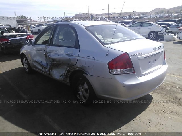 KNAFE121675444453 - 2007 KIA SPECTRA EX/LX SILVER photo 3