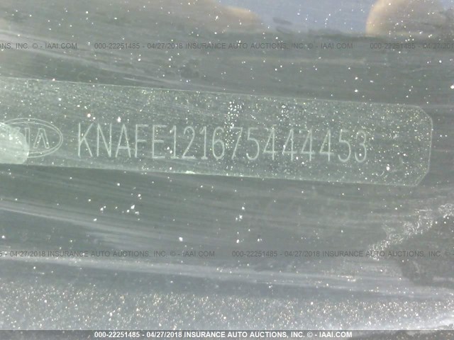 KNAFE121675444453 - 2007 KIA SPECTRA EX/LX SILVER photo 9