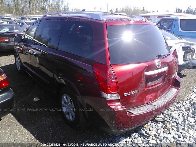 5N1BV28U97N139825 - 2007 NISSAN QUEST S/SE/SL RED photo 3