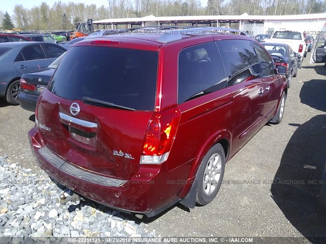 5N1BV28U97N139825 - 2007 NISSAN QUEST S/SE/SL RED photo 4