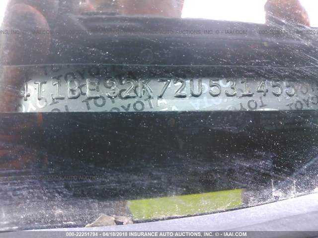 4T1BE32K72U531455 - 2002 TOYOTA CAMRY LE/XLE/SE ლურჯი ფოტო 9