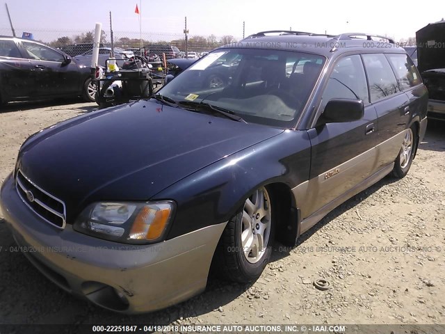 4S3BH665417640499 - 2001 SUBARU LEGACY OUTBACK BLUE photo 2