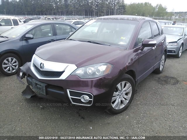 5J8TB1H54AA002201 - 2010 ACURA RDX TECHNOLOGY MAROON photo 2