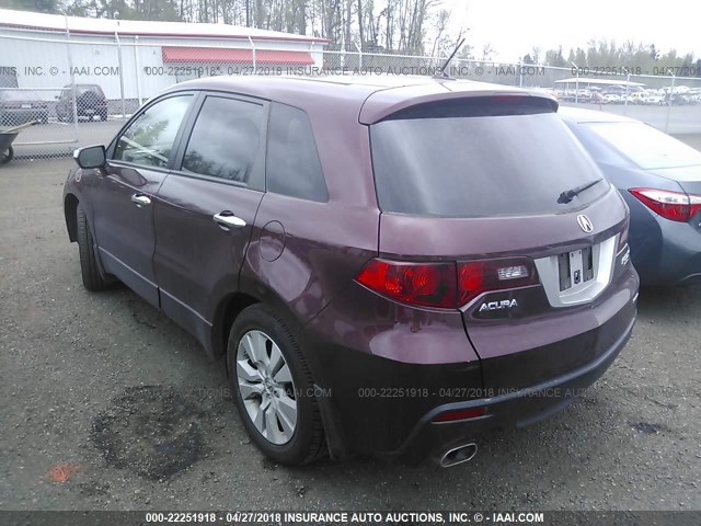 5J8TB1H54AA002201 - 2010 ACURA RDX TECHNOLOGY MAROON photo 3