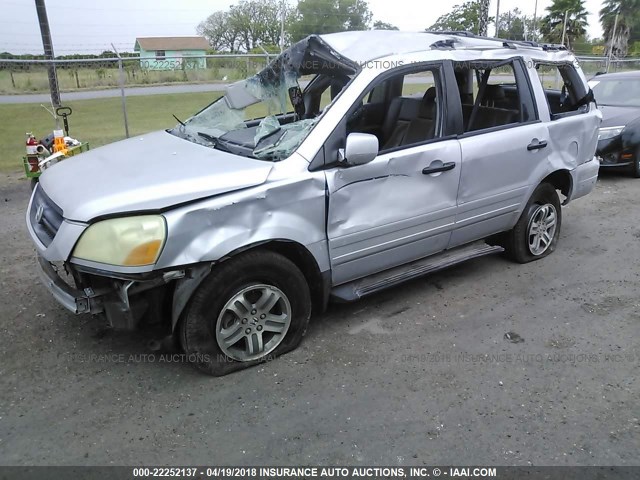 2HKYF18523H514687 - 2003 HONDA PILOT EXL SILVER photo 2