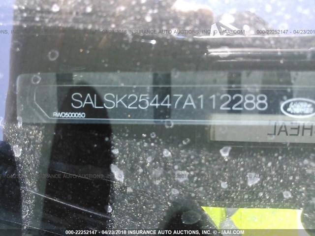 SALSK25447A112288 - 2007 LAND ROVER RANGE ROVER SPORT HSE WHITE photo 9