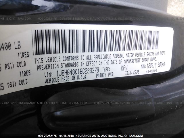 1J8HG48K16C233378 - 2006 JEEP COMMANDER 黑色 照片 9