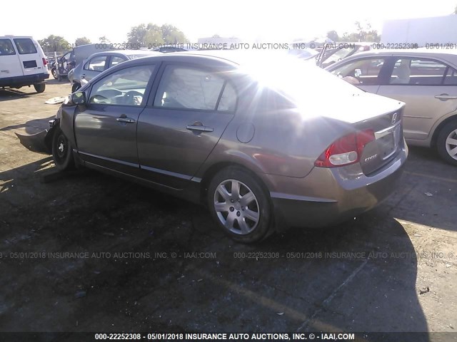 2HGFA16599H540232 - 2009 HONDA CIVIC LX BROWN photo 3