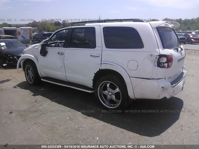 5TDZY68A48S012077 - 2008 TOYOTA SEQUOIA LIMITED WHITE photo 3