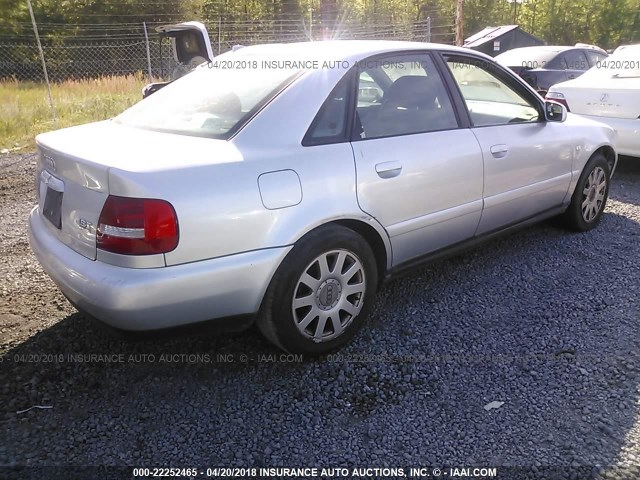 WAUDC28D4YA041214 - 2000 AUDI A4 1.8T QUATTRO SILVER photo 4