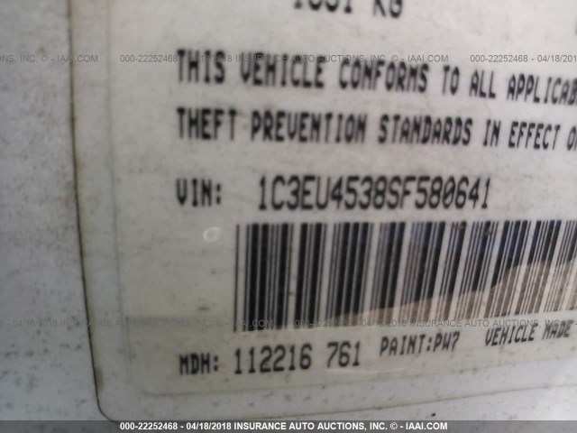 1C3EU4538SF580641 - 1995 CHRYSLER LEBARON GTC Ağ foto 9