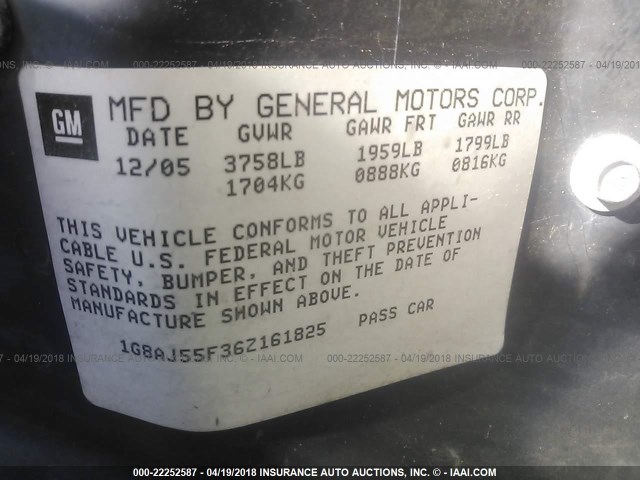 1G8AJ55F36Z161825 - 2006 SATURN ION LEVEL 2 SILVER photo 9