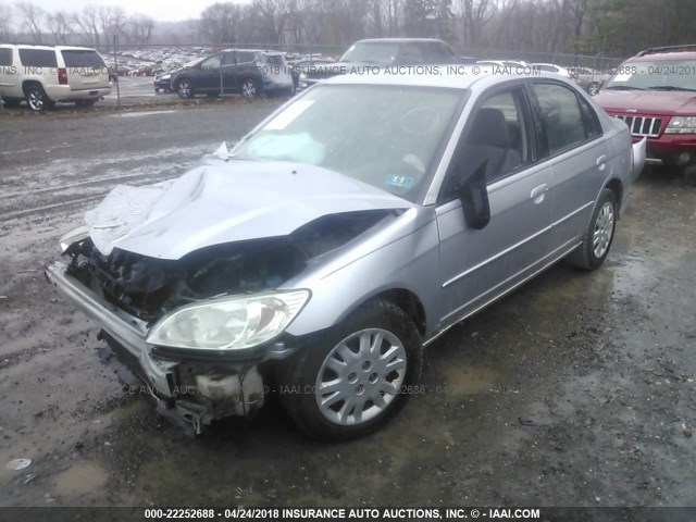 2HGES16585H532822 - 2005 HONDA CIVIC SILVER photo 2