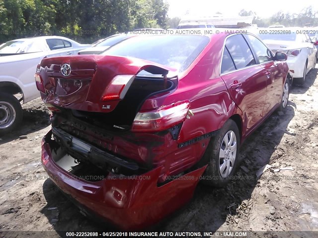 4T1BE46K57U016705 - 2007 TOYOTA CAMRY NEW GENERAT CE/LE/XLE/SE RED photo 4
