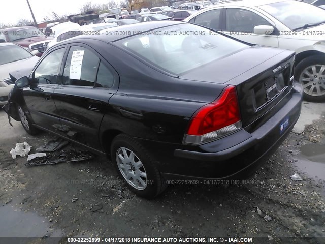 YV1RS61R422127501 - 2002 VOLVO S60 BLACK photo 3