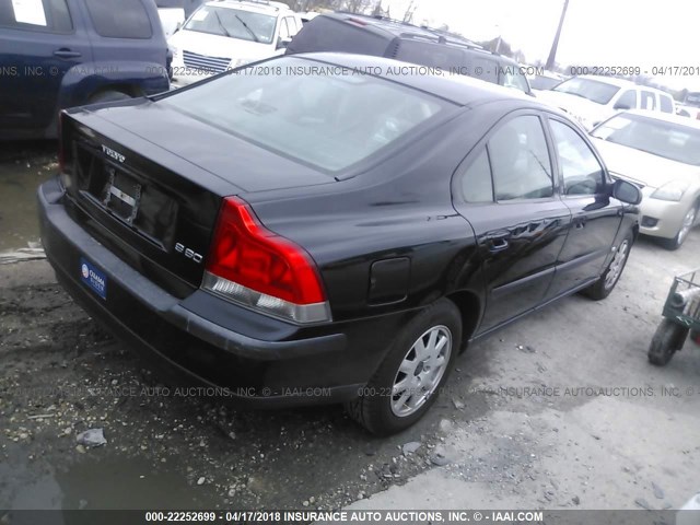 YV1RS61R422127501 - 2002 VOLVO S60 BLACK photo 4