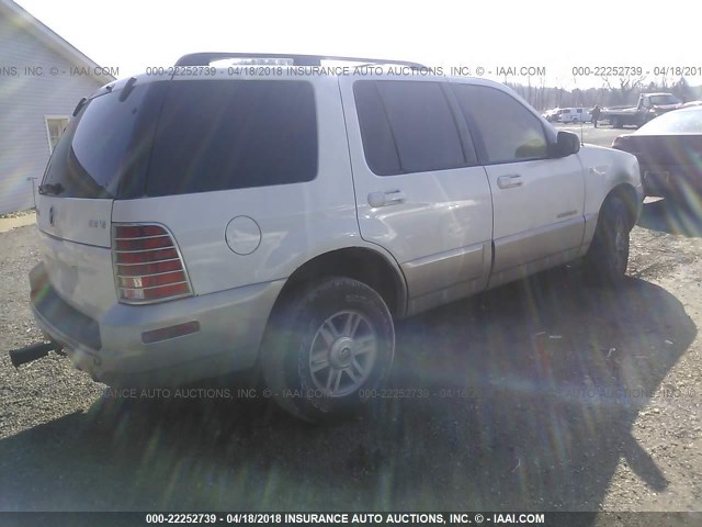 4M2DU86W22ZJ17121 - 2002 MERCURY MOUNTAINEER  WHITE photo 4