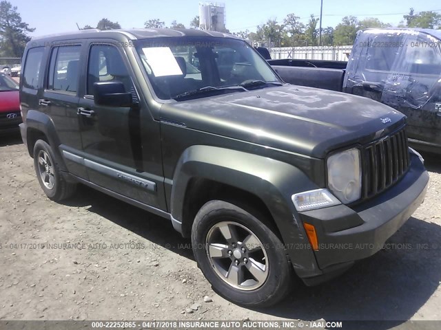 1J8GP28KX8W106792 - 2008 JEEP LIBERTY SPORT GREEN photo 1