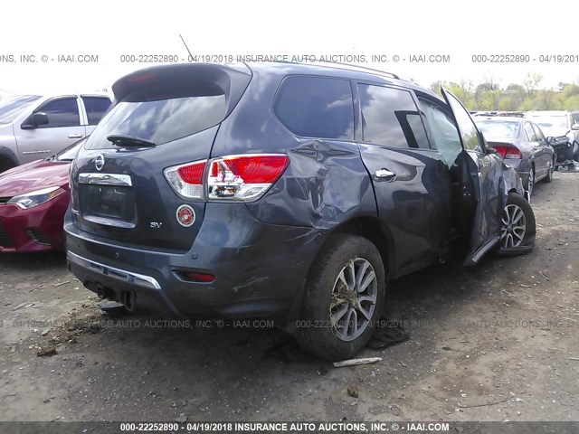 5N1AR2MN6EC676420 - 2014 NISSAN PATHFINDER S/SV/SL/PLATINUM 蓝色 照片 4