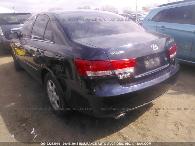 5NPEU46F06H140333 - 2006 HYUNDAI SONATA GLS/LX BLUE photo 3