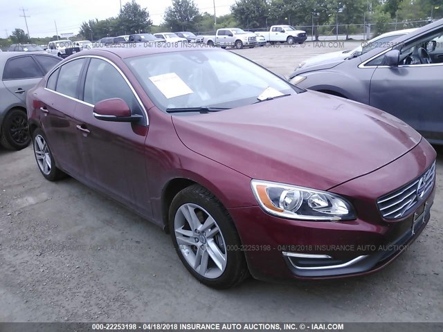 YV1612FS2E1284495 - 2014 VOLVO S60 T5 MAROON photo 1