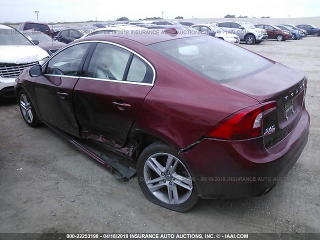 YV1612FS2E1284495 - 2014 VOLVO S60 T5 MAROON photo 3