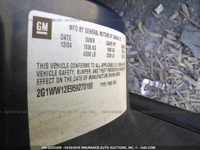 2G1WW12E959270180 - 2005 CHEVROLET MONTE CARLO LS ლურჯი ფოტო 9