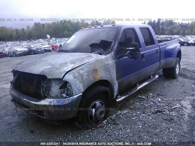 1FTWW33F63EB19477 - 2003 FORD F350 SUPER DUTY BLUE photo 2