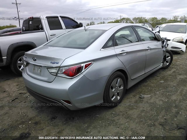 KMHEC4A46BA002902 - 2011 HYUNDAI SONATA HYBRID SILVER photo 4