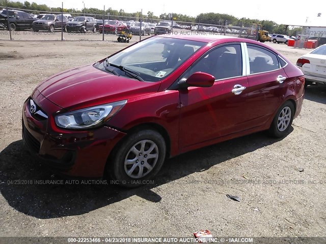 KMHCT4AE7CU188899 - 2012 HYUNDAI ACCENT GLS/GS RED photo 2