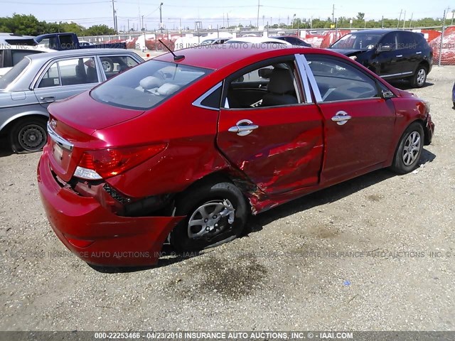 KMHCT4AE7CU188899 - 2012 HYUNDAI ACCENT GLS/GS RED photo 4