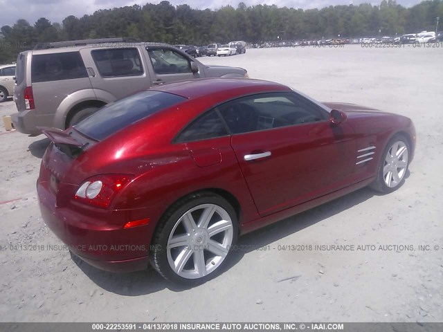 1C3AN69L04X016156 - 2004 CHRYSLER CROSSFIRE LIMITED RED photo 4