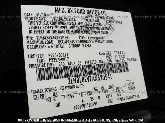 2LNBL8EV7AX620541 - 2010 LINCOLN TOWN CAR EXECUTIVE L BLACK photo 9