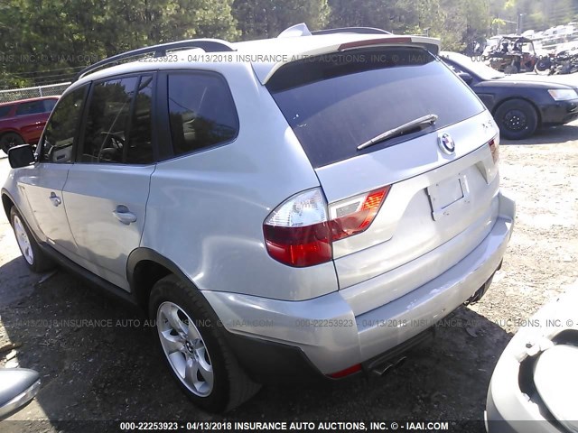 WBXPC93498WJ21288 - 2008 BMW X3 3.0SI SILVER photo 3