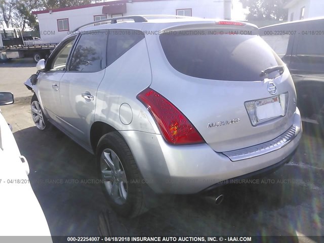 JN8AZ08T07W516623 - 2007 NISSAN MURANO SL/SE/S SILVER photo 3