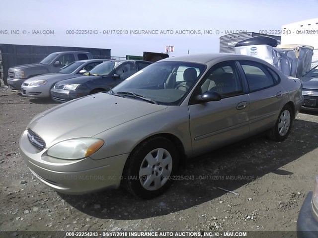 1FAFP52U61G182580 - 2001 FORD TAURUS LX GOLD photo 2