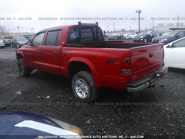 1B7HG2AX91S226341 - 2001 DODGE DAKOTA QUAD RED photo 3