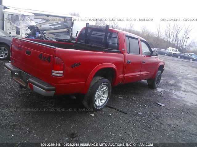 1B7HG2AX91S226341 - 2001 DODGE DAKOTA QUAD RED photo 4