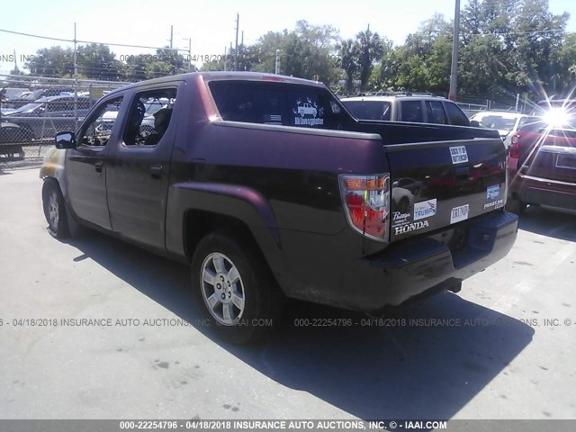 2HJYK16548H540377 - 2008 HONDA RIDGELINE RTL MAROON photo 3