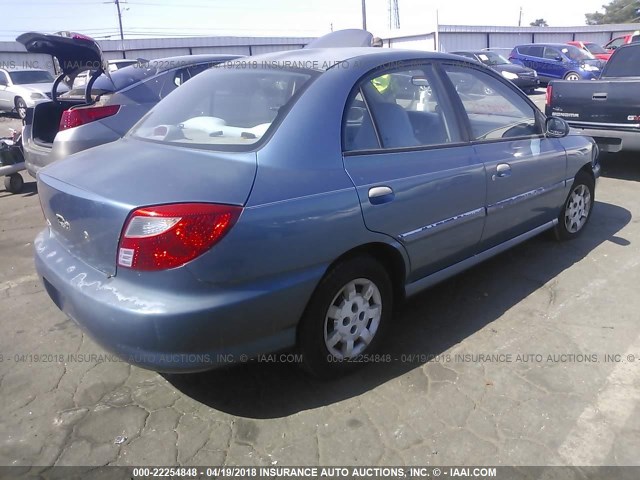 KNADC123616055151 - 2001 KIA RIO BLUE photo 4