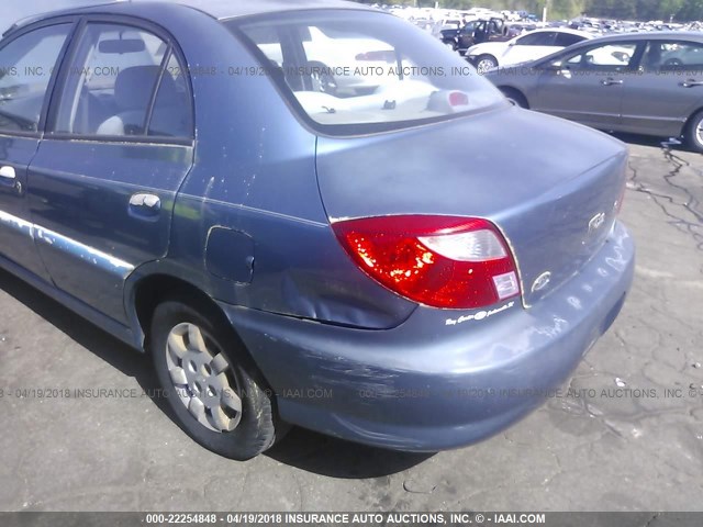 KNADC123616055151 - 2001 KIA RIO BLUE photo 6