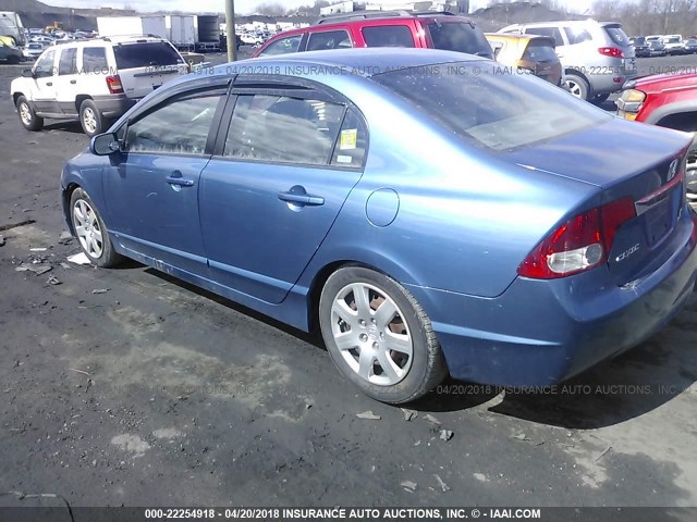 2HGFA16599H366078 - 2009 HONDA CIVIC LX BLUE photo 3