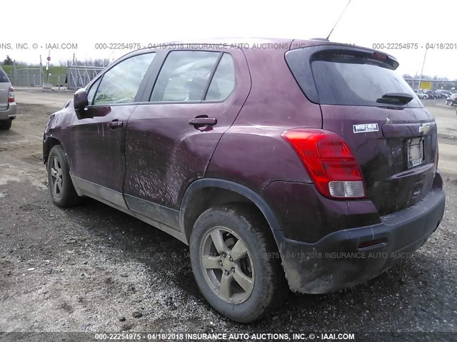 3GNCJNSB9GL261525 - 2016 CHEVROLET TRAX LS MAROON photo 3