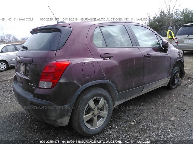 3GNCJNSB9GL261525 - 2016 CHEVROLET TRAX LS MAROON photo 4