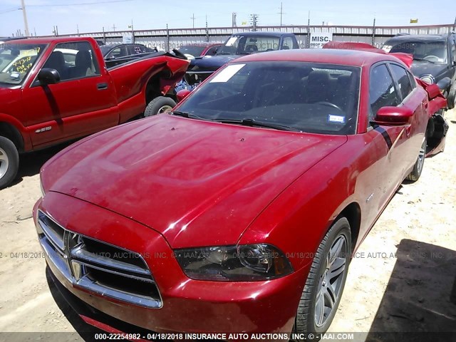 2C3CDXCT8CH106703 - 2012 DODGE CHARGER R/T RED photo 2