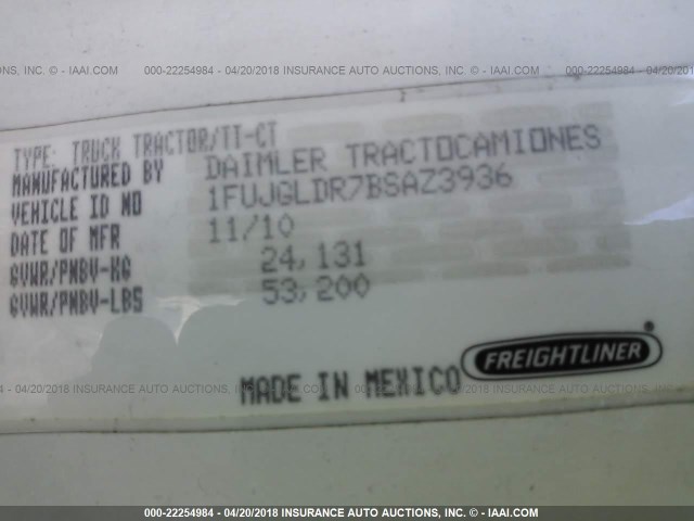 1FUJGLDR7BSAZ3936 - 2011 FREIGHTLINER CASCADIA 125  Unknown photo 10