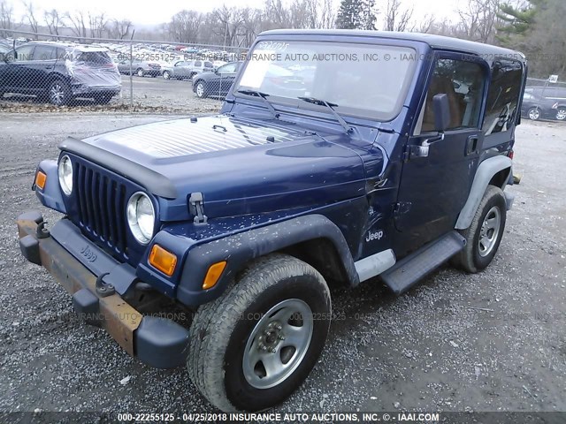 1J4FA49S22P768795 - 2002 JEEP WRANGLER / TJ SPORT BLUE photo 2