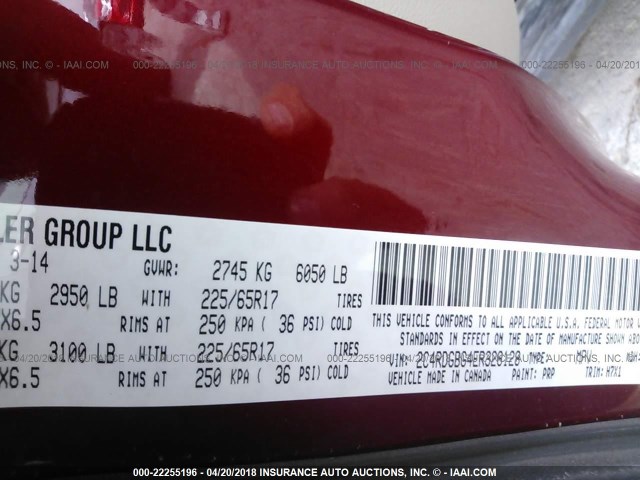 2C4RDGBG4ER328128 - 2014 DODGE GRAND CARAVAN SE RED photo 9