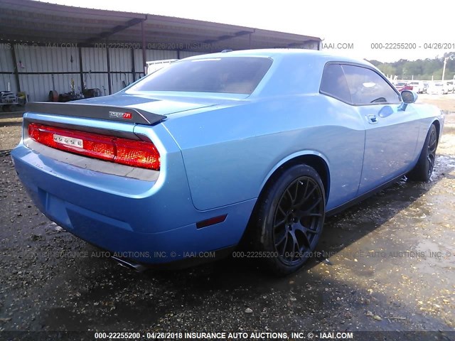 2B3CJ7DW6AH131434 - 2010 DODGE CHALLENGER SRT-8 BLUE photo 4